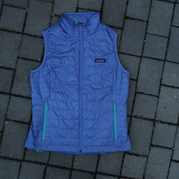 Patagonia Jackets & Blazers - Patagonia Womens Medium Nano Puff Vest Violet Blue Full Zip Up Quilted Jacket